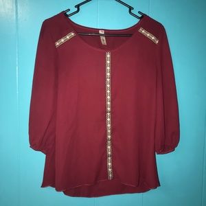 Burgundy Sheer Blouse